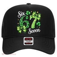 Six Seven Lucky Numbers Shamrock 67 St Patricks Day Hat thumb 0