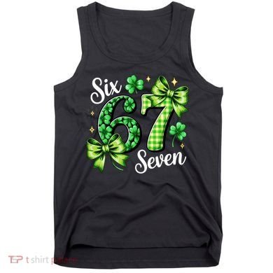 Six Seven Lucky Numbers Shamrock 67 St Patricks Day Tank Top