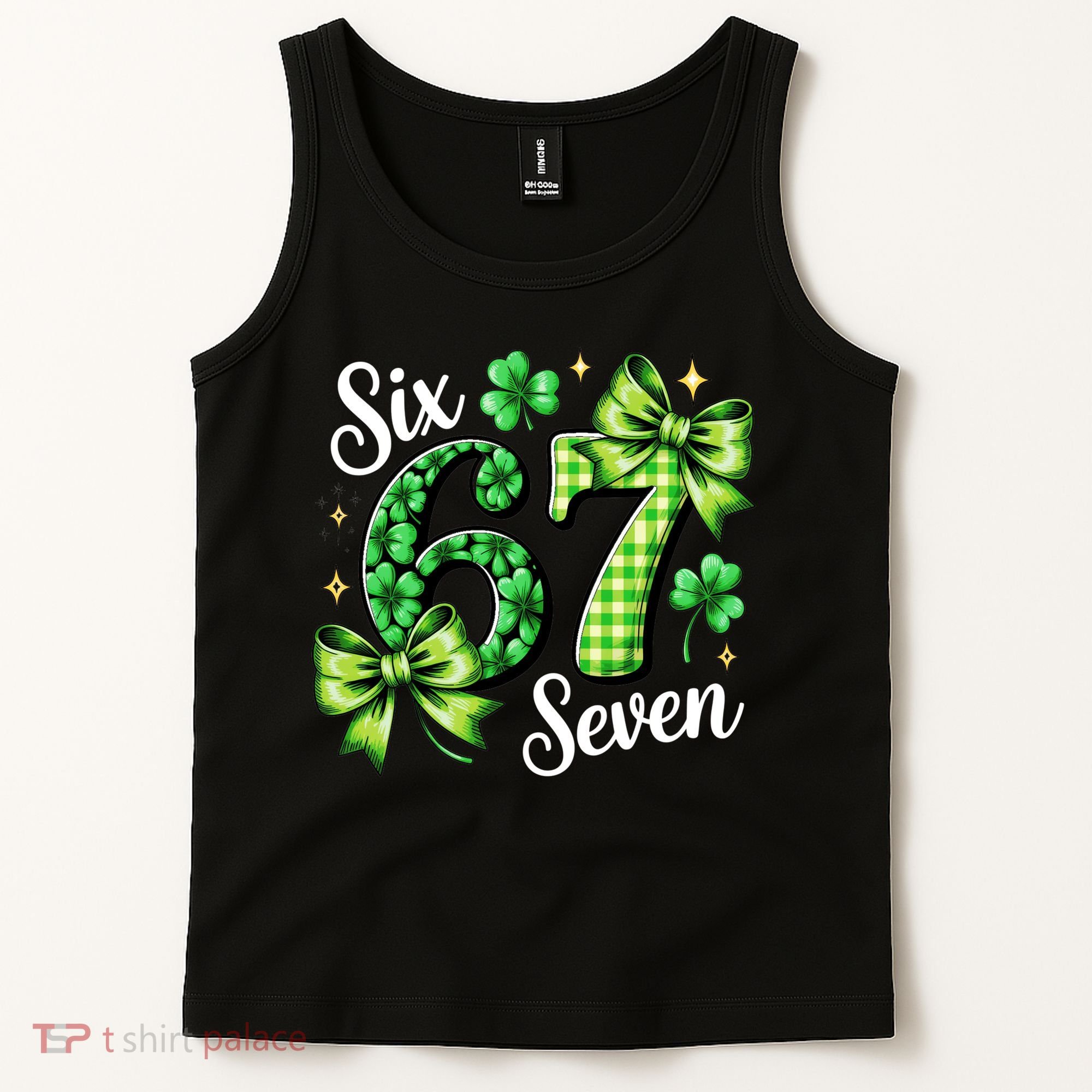 Six Seven Lucky Numbers Shamrock 67 St Patricks Day Tank Top