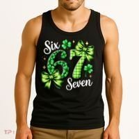 Six Seven Lucky Numbers Shamrock 67 St Patricks Day Tank Top thumb 3