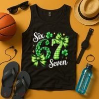 Six Seven Lucky Numbers Shamrock 67 St Patricks Day Tank Top thumb 4