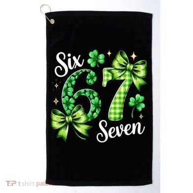 Six Seven Lucky Numbers Shamrock 67 St Patricks Day Golf Towel