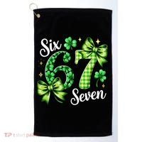 Six Seven Lucky Numbers Shamrock 67 St Patricks Day Golf Towel thumb 0