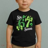 Six Seven Lucky Numbers Shamrock 67 St Patricks Day Toddler T-Shirt thumb 2