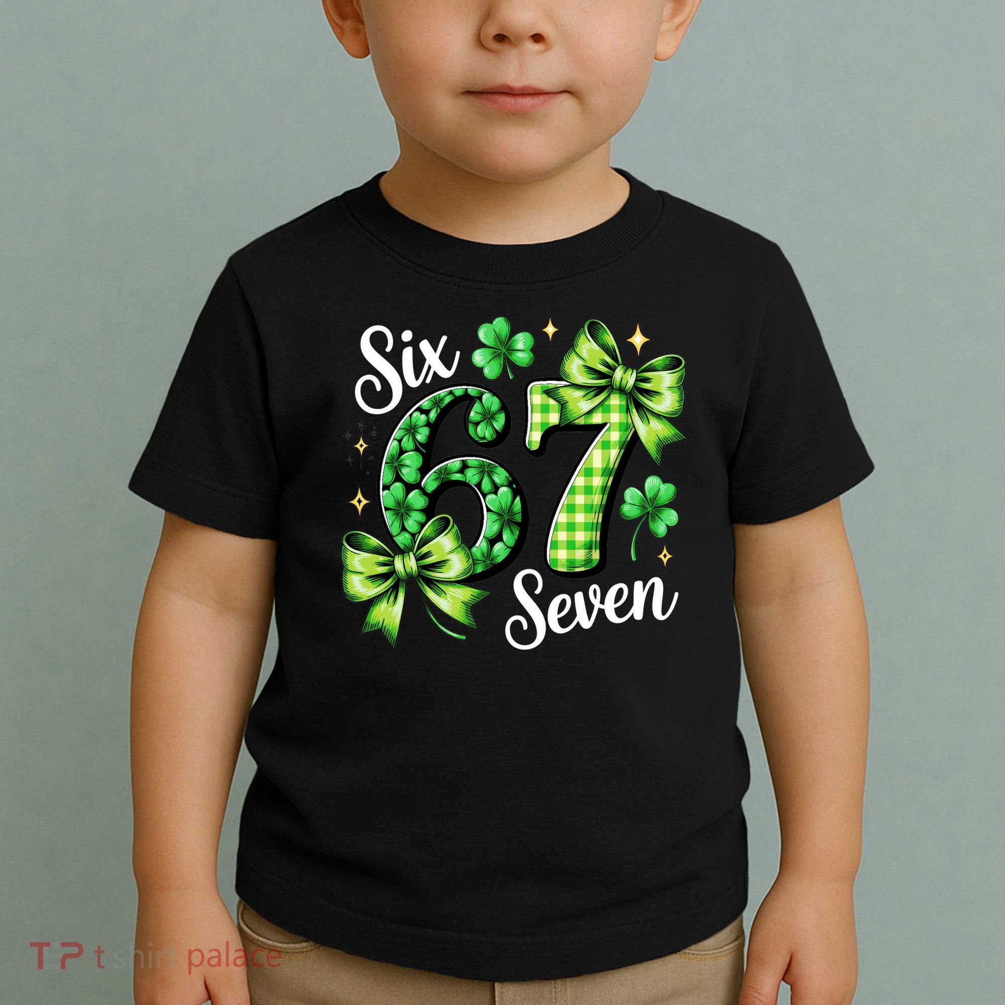 Six Seven Lucky Numbers Shamrock 67 St Patricks Day Toddler T-Shirt