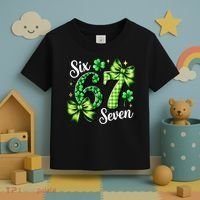Six Seven Lucky Numbers Shamrock 67 St Patricks Day Toddler T-Shirt thumb 3