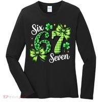 Six Seven Lucky Numbers Shamrock 67 St Patricks Day Women's Long Sleeve Shirt thumb 0