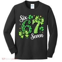 Six Seven Lucky Numbers Shamrock 67 St Patricks Day Kids Long Sleeve Shirt thumb 0