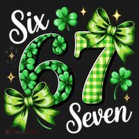 Six Seven Lucky Numbers Shamrock 67 St Patricks Day Kids Long Sleeve Shirt thumb 2