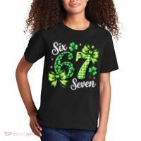 Six Seven Lucky Numbers Shamrock 67 St Patricks Day Kids T-Shirt thumb 2