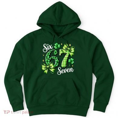 Six Seven Lucky Numbers Shamrock 67 St Patricks Day Hoodie