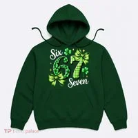 Six Seven Lucky Numbers Shamrock 67 St Patricks Day Hoodie thumb 0