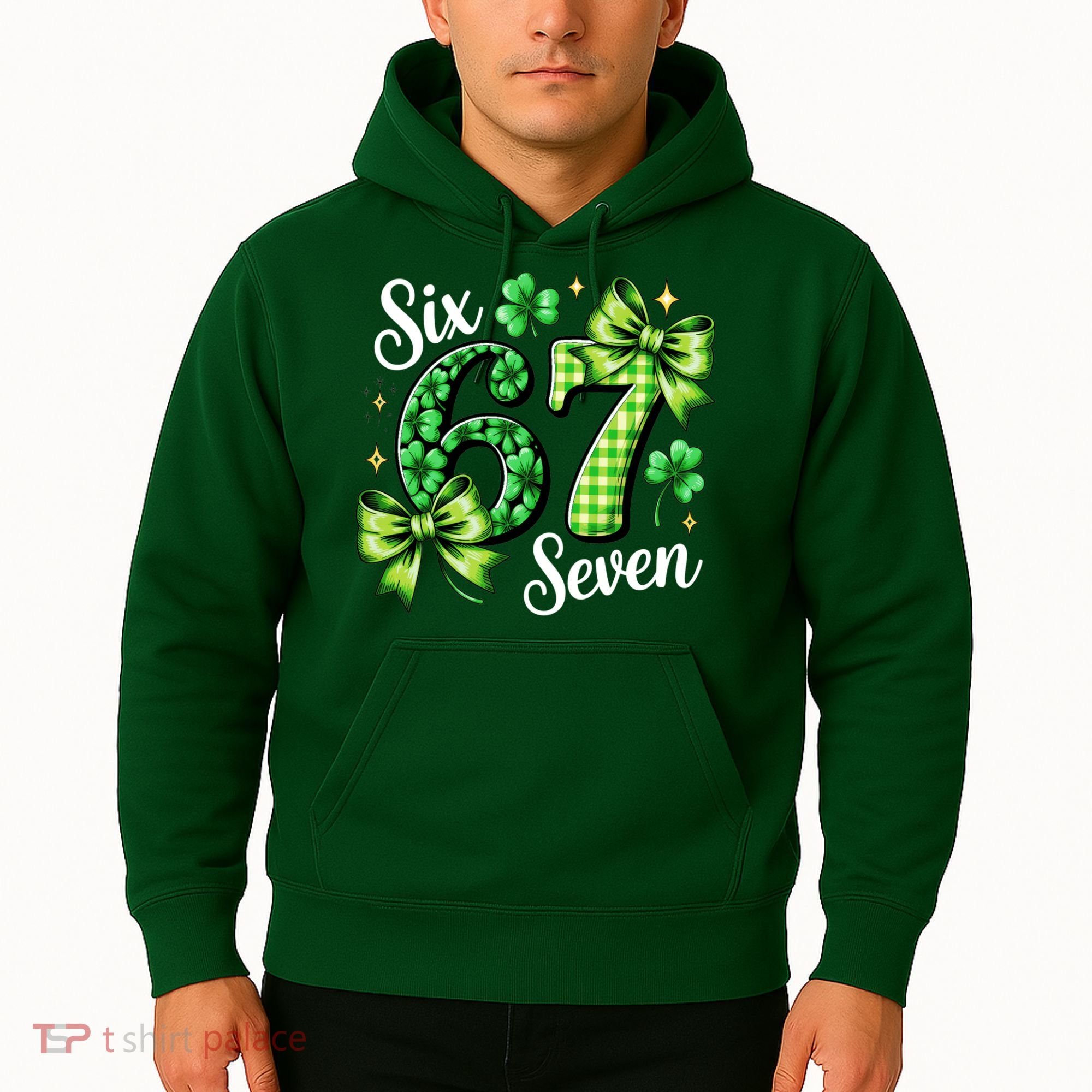 Six Seven Lucky Numbers Shamrock 67 St Patricks Day Hoodie