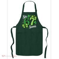 Six Seven Lucky Numbers Shamrock 67 St Patricks Day Apron thumb 0