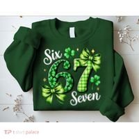 Six Seven Lucky Numbers Shamrock 67 St Patricks Day Sweatshirt thumb 2