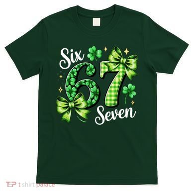Six Seven Lucky Numbers Shamrock 67 St Patricks Day T-Shirt