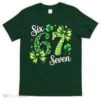 Six Seven Lucky Numbers Shamrock 67 St Patricks Day T-Shirt thumb 0