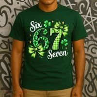Six Seven Lucky Numbers Shamrock 67 St Patricks Day T-Shirt thumb 3