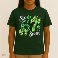 Six Seven Lucky Numbers Shamrock 67 St Patricks Day T-Shirt thumb 4