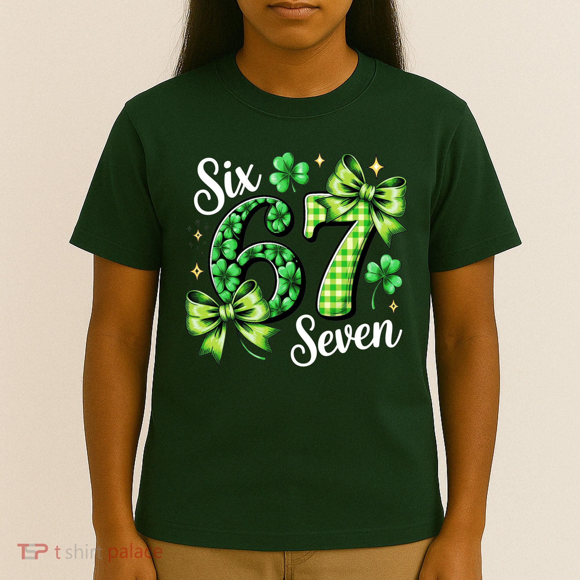 Six Seven Lucky Numbers Shamrock 67 St Patricks Day T-Shirt