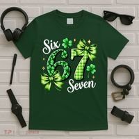 Six Seven Lucky Numbers Shamrock 67 St Patricks Day T-Shirt thumb 5