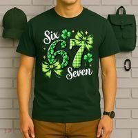 Six Seven Lucky Numbers Shamrock 67 St Patricks Day T-Shirt thumb 6