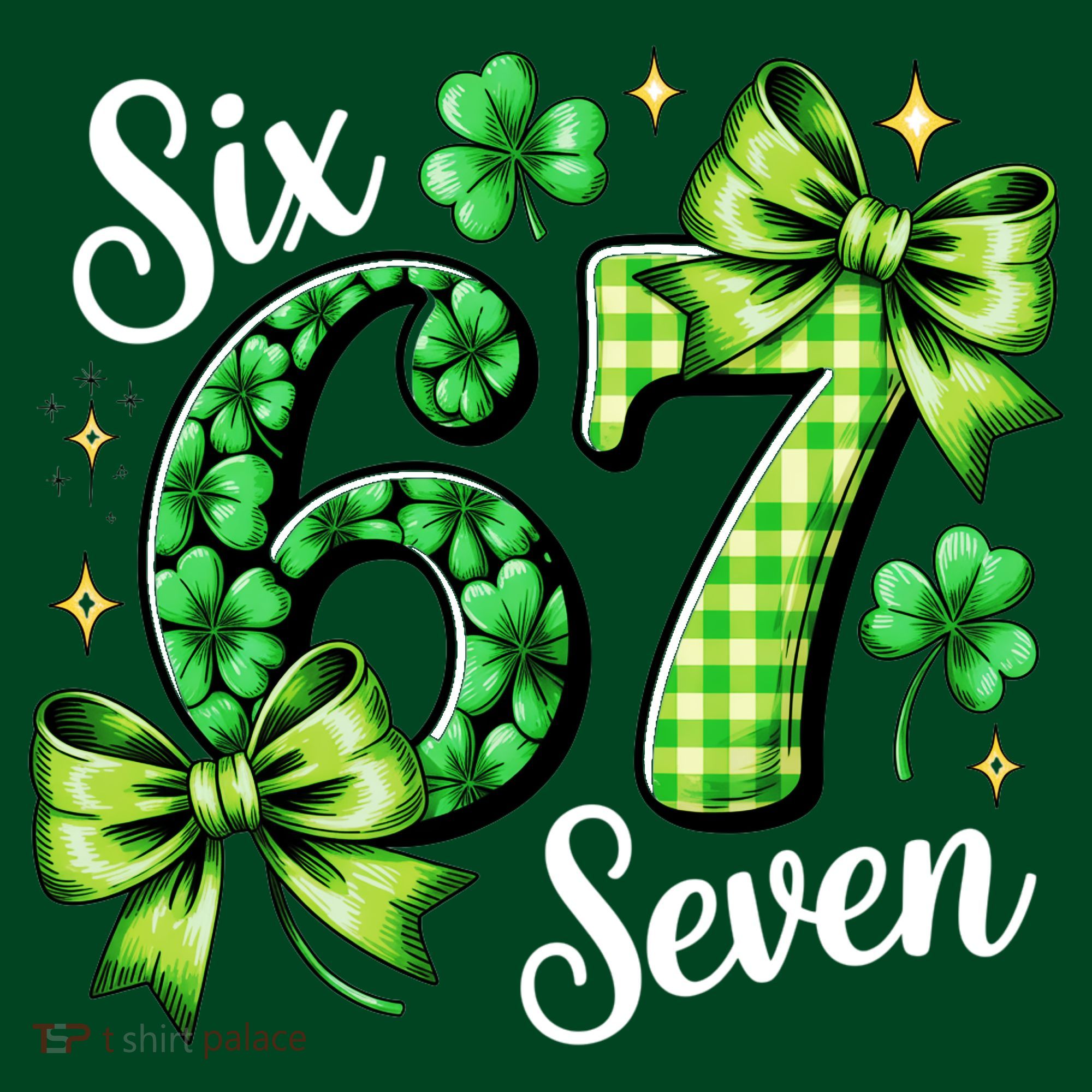 Six Seven Lucky Numbers Shamrock 67 St Patricks Day Button