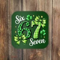 Six Seven Lucky Numbers Shamrock 67 St Patricks Day Coaster thumb 0
