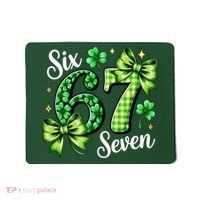 Six Seven Lucky Numbers Shamrock 67 St Patricks Day Mousepad thumb 0