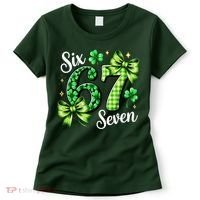 Six Seven Lucky Numbers Shamrock 67 St Patricks Day Women's T-Shirt thumb 0
