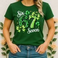 Six Seven Lucky Numbers Shamrock 67 St Patricks Day Women's T-Shirt thumb 2