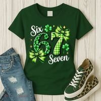 Six Seven Lucky Numbers Shamrock 67 St Patricks Day Women's T-Shirt thumb 3