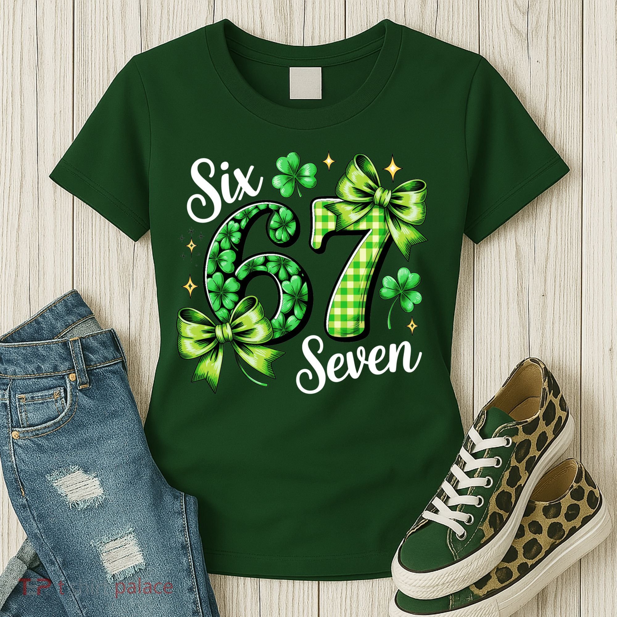 Six Seven Lucky Numbers Shamrock 67 St Patricks Day Women's T-Shirt