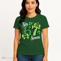 Six Seven Lucky Numbers Shamrock 67 St Patricks Day Women's T-Shirt thumb 4