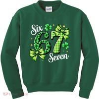 Six Seven Lucky Numbers Shamrock 67 St Patricks Day Kids Sweatshirt thumb 0