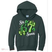 Six Seven Lucky Numbers Shamrock 67 St Patricks Day Kids Hoodie thumb 0