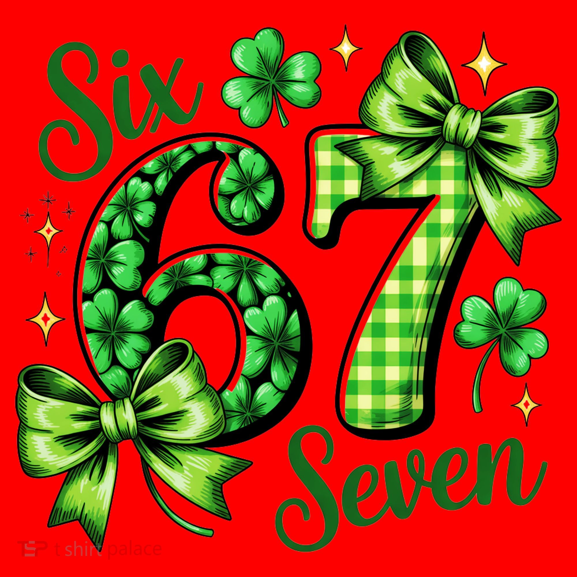 Six Seven Lucky Numbers Shamrock 67 St Patricks Day Santa Hat