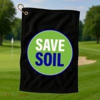 Save Soil Let Us Make It Happen Support Save Soil Movement Golf Towel thumb 1