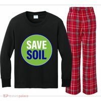 Save Soil Let Us Make It Happen Support Save Soil Movement Kids Long Sleeve Plaid Pajama Set thumb 0