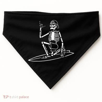 Skeleton Surfing Lazy Halloween Costume Skull Bones Surfer USA-Made Doggie Bandana
