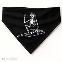 Skeleton Surfing Lazy Halloween Costume Skull Bones Surfer USA-Made Doggie Bandana thumb 0