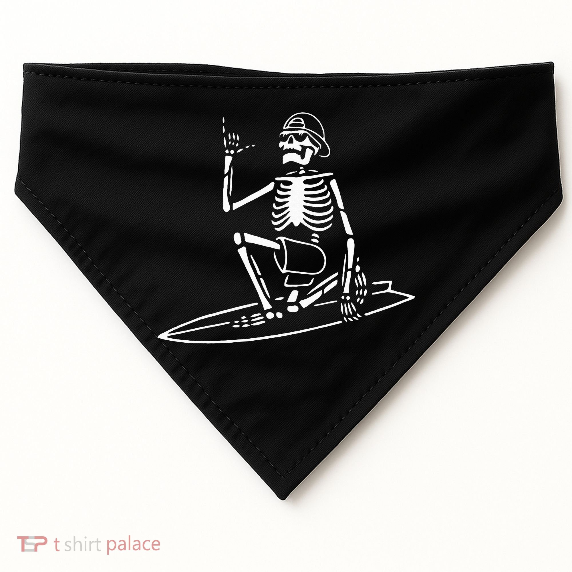 Skeleton Surfing Lazy Halloween Costume Skull Bones Surfer USA-Made Doggie Bandana