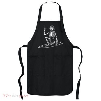 Skeleton Surfing Lazy Halloween Costume Skull Bones Surfer Apron