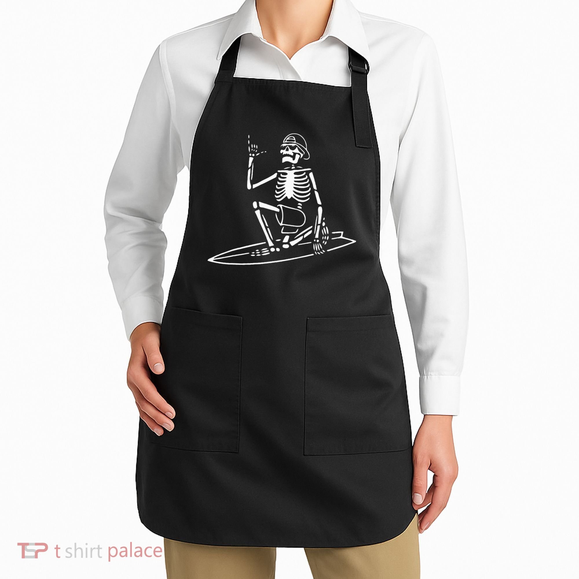 Skeleton Surfing Lazy Halloween Costume Skull Bones Surfer Apron