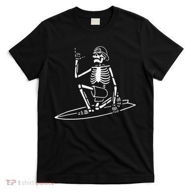 Skeleton Surfing Lazy Halloween Costume Skull Bones Surfer T-Shirt