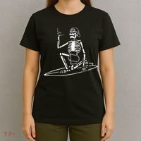 Skeleton Surfing Lazy Halloween Costume Skull Bones Surfer T-Shirt thumb 4