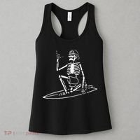 Skeleton Surfing Lazy Halloween Costume Skull Bones Surfer Women's Tank Top thumb 3
