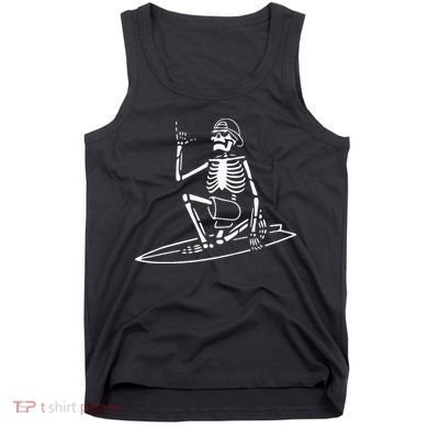 Skeleton Surfing Lazy Halloween Costume Skull Bones Surfer Tank Top