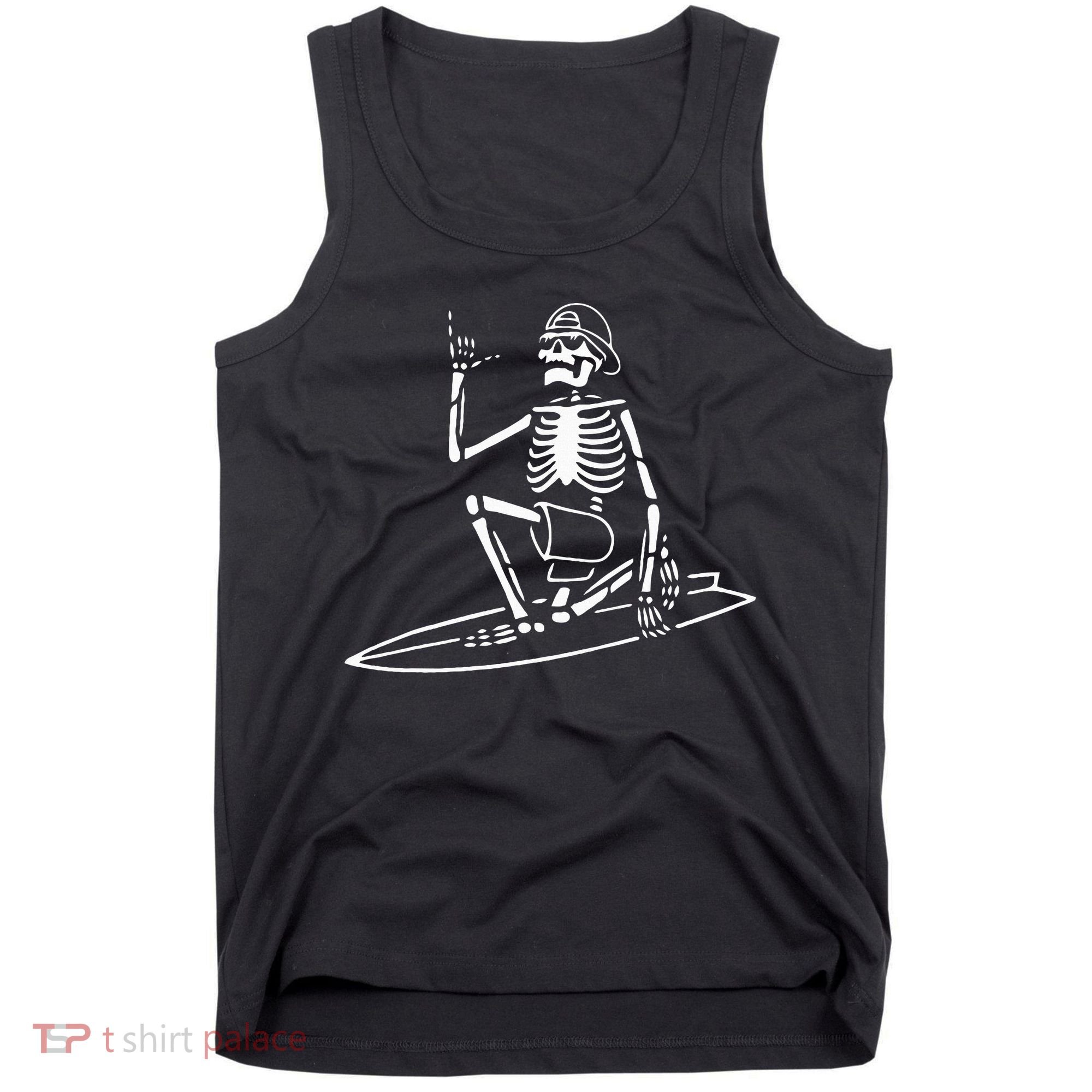 Skeleton Surfing Lazy Halloween Costume Skull Bones Surfer Tank Top