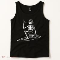 Skeleton Surfing Lazy Halloween Costume Skull Bones Surfer Tank Top thumb 2